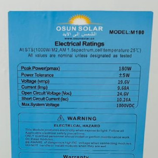 Osan Solar 180 watt solar panel Monocrystalline
