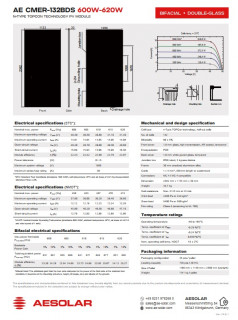 AE SOLAR 620 Watt Bifacial Solar Panel METEOR Series Monocrystalline