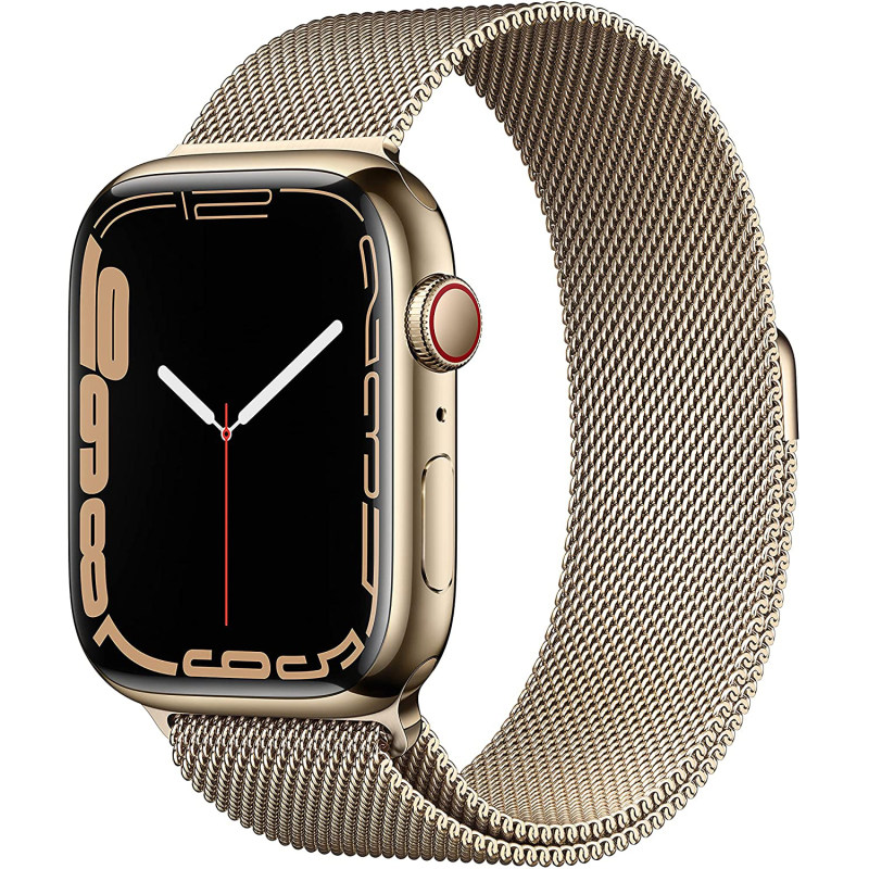 Smart Watch Apple 77 Series 45mm Stainless Steel Case with Milanese Loop Steel Band 