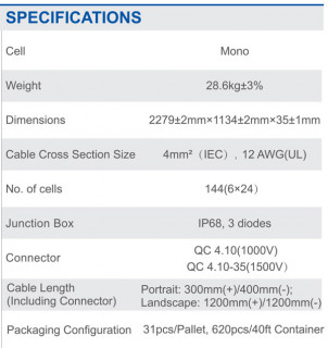 JA Solar 550 watt solar panel Monocrystalline