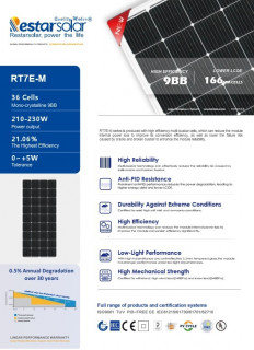 RESTAR SOLAR 210 watt solar panel Monocrystalline