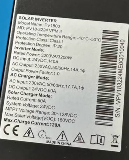 GREATSOLAR 3.2KVA PV1800 model with 60 amp MPPT charger sunverter