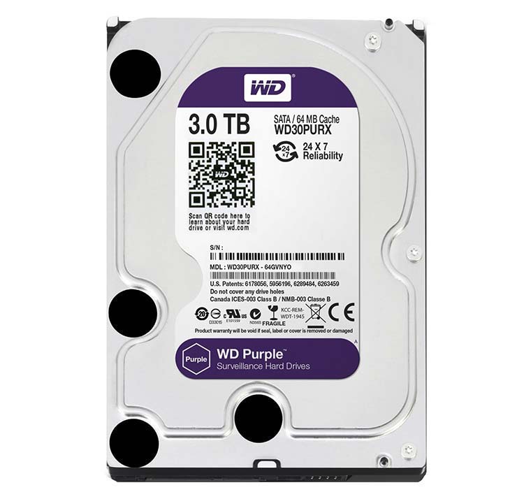 Internal Hard Disk Western Digital 3TB Surveillance Purple  